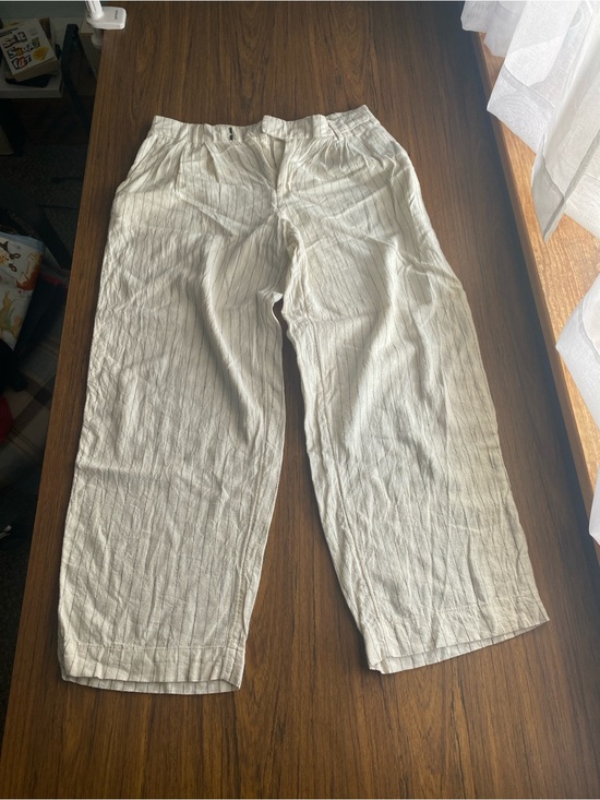 A New Day Pants - a new day white Pinstripe Relaxed Linen/Rayon Pants